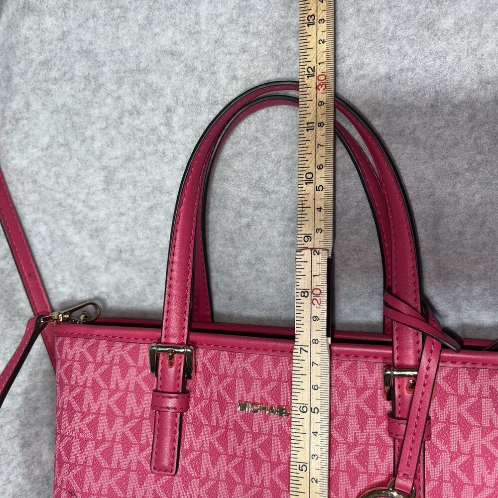 Michael Kors XS Carry All Jet Set Travel Tote ELECTRIC PINK MK GUC Crossbody - Picture 9 of 10